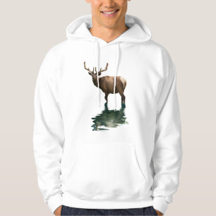 Antlered Wapiti Elk Wildlife Supporter Art Hoodie