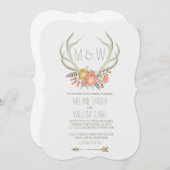 ANTLÈRES FLORALES| FAIRE-PART DE MARIAGE RUSTIQUE (Devant / Derrière)