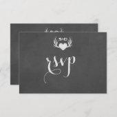 Antlers & Coeur Tying The Knot Wedding RSVP (Devant / Derrière)