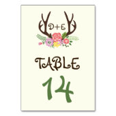 Antlers & corail rose fleurs Numéro de table maria (Dos)