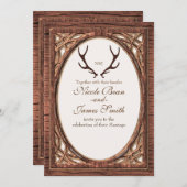 Antlers de cerfs rustiques Invitation à regarder e (Devant / Derrière)