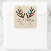 Antlers de rennes de fête, Sticker Carré de Noël (Sac)