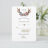 Antlers Dusty Blue Rose Floral | Mariage RSVP (Debout devant)