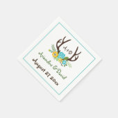 Antlers en bloemen bos monogram bruiloft servetten (Hoek)
