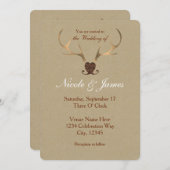 Antlers en or et invitations de mariage en papier  (Devant / Derrière)