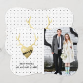 Antlers en or rustique | Carte de vacances photo (Devant / Derrière)