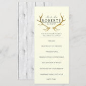 Antlers en or rustique | Elégante carte de mariage (Devant / Derrière)