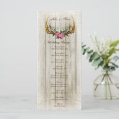Antlers en Rozen Roze Bruiloft Programma (Staand voorkant)