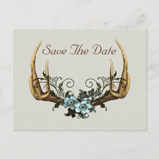 Antlers en Rozen Sla de datum op Briefkaart (Voorkant)
