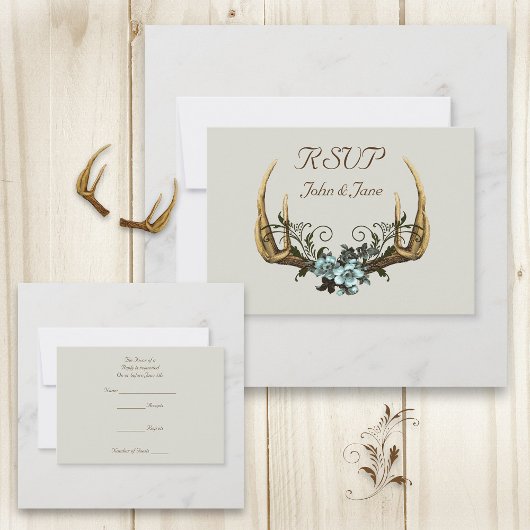 Antlers et carte RSVP Rose