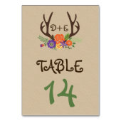 Antlers et fleurs orange Numéro de table mariage (Dos)