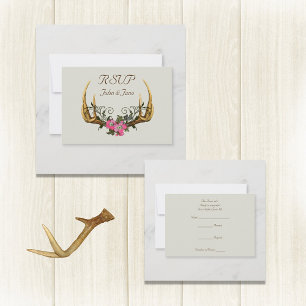 Antlers et Roses roses roses rose carte RSVP