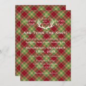 Antlers Faire-part de mariage rouge et vert (Devant / Derrière)