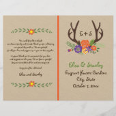 Antlers & fleurs orange programme de mariage monog (Devant)