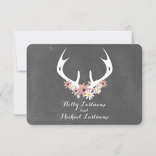 Antlers floraux + Chalkboard Mariage inspiré RSVP (Devant)
