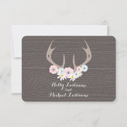 Antlers floraux + Mariage en bois de grange RSVP (Devant)