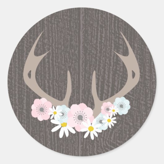 Antlers floraux + Stickers en bois de grange (Devant)