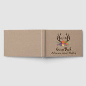 Antlers flormonogram boho bruiloft gastboek gastenboek (Volledig)