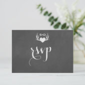 Antlers & Heart Tying the Knot Wedding RSVP Kaartje (Staand voorkant)