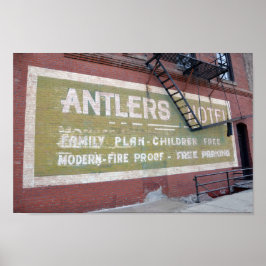 Antlers Hotel Sign, Baker City, Oregon Poster