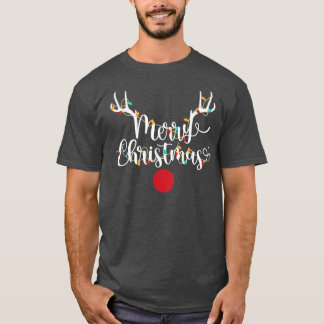 Antlers kerstlampjes rendiergezicht Rudolph Red T-shirt