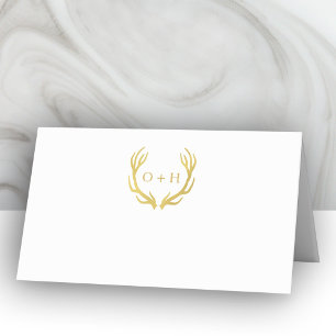 Antlers Monogram Gold   Cartes de Mariage pliées