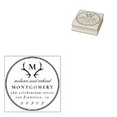 Antlers Monogram Trouwnamen & Retouradres Rubberstempel (Gestempeld)