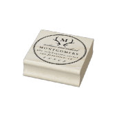 Antlers Monogram Trouwnamen & Retouradres Rubberstempel (Stempel)