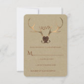 Antlers or et papier Brown Mariage rustique RSVP (Devant)