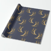 Antlers Pattern Dark Blue Masculine Gift Cadeaupapier (Uitgerold)