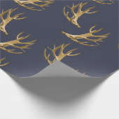 Antlers Pattern Dark Blue Masculine Gift Cadeaupapier (Hoek)