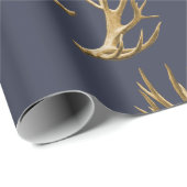 Antlers Pattern Dark Blue Masculine Gift Cadeaupapier (Rol Hoek)