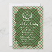Antlers Red Green Plaid Fête Invitation (Devant)