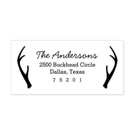 Antlers retouradres 	rubberstempel (Afrduk)