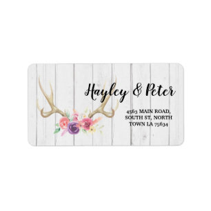 Antlers Russe Étiquette de adresse Stickers Mariag