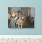 Antoine Watteau - de Franse Comedians Canvas Afdruk (Insitu (Houten vloer))