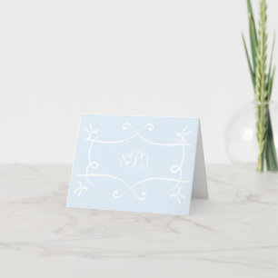 Antoinette blue Elegant Emblem Filigree Bedankkaart