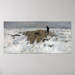 Anton Mauve-kudde van schapen met herder Poster