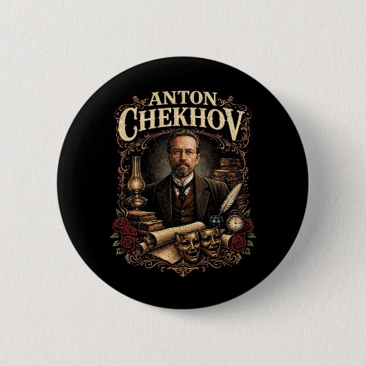 Anton Tsjechov Ronde Button 5,7 Cm (Voorkant)