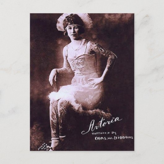 Antonia de Tattooed Lady Briefkaart (Voorkant)