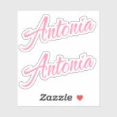 Antonia Decoratieve Naam in Roze x2 Sticker (Vel)