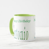 Antonio, Joyeux logo d'anniversaire, Mug Combo Ver (Devant gauche)