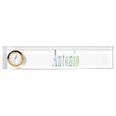 Antonio, naam, Logo, bureau naam Bord met klok. Naambordje (Voorkant)