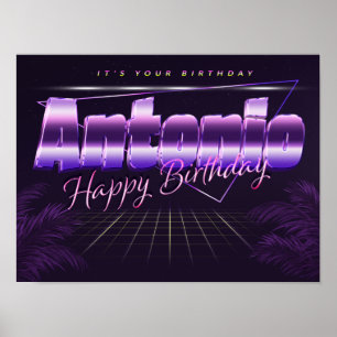 Antonio Nom Vorname lila retro Poster Geburtstag