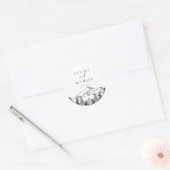 ANTORA Black & White Mountains Weddennames Ronde Sticker (Envelop)