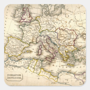 Antquie Map van Oude Romeinen Vierkante Sticker