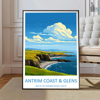 Antrim Coast en Glens Reisprint Muurkunst Antri Poster