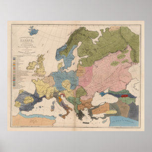  antropologische kaart van Europa (1861) Poster