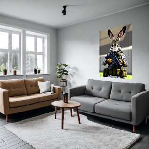 Antropomorfe bunny soldaat   AI Art. Poster
