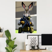 Antropomorfe bunny soldaat | AI Art. Poster (Thuiskantoor)